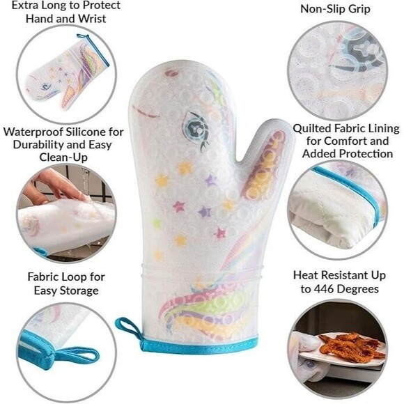 Unicorn Magic Cooking Bundle: Apron, Cookbook, & Glittery Unicorn Oven Mitt - Picture 7 of 9
